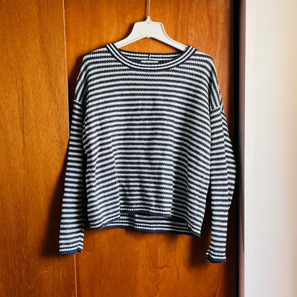 Madewell Navy and White Striped Shirt